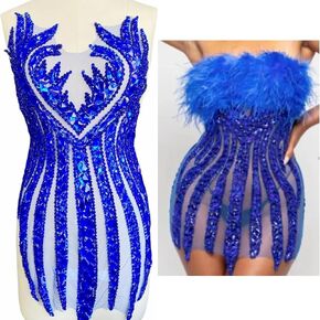 Gerrit Pure Handmade Beads Bares Rhinestons Lace Patches Patches Patches Tricming On Sequins Stones Beads Shining Heavy Dress Fress Diy Accessories 14x25in (Orange) in Kuwait