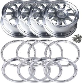 CNC Aluminum Alloy Front Rear Wheel Hub with Rings Set for 1/5 RC Car Losi DBXL DBXL-E/2.0 Upgrade Part (Front+Rear+Rings Style 1)