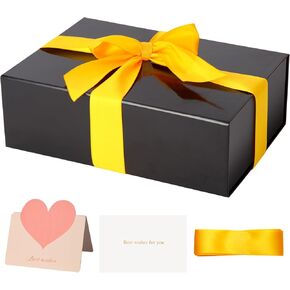 صندوق الهدايا الأبيض 11’'x7.2 "x3.5" ، صندوق هدايا مغناطيسي لامع مع غطاء للحاضر يحتوي على شريط متوسع 1-1/2 '