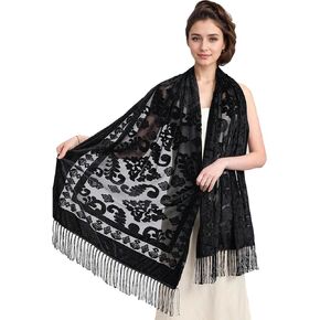 شال الطاووس المخملي مع شال مطرز هامش للنساء وشاح الطاووس اليدوية الديكور الأغطية الهندية للنساء مع شرابة in Kuwait