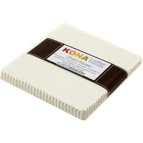 5in Squares Kona Solids White Colorway 42Pcs