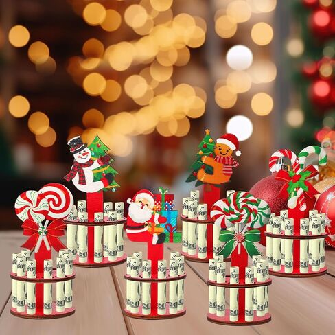 Blosssound 6 Pieces Money Holders Wooden Cash Holder with 10 Holes Candy Money Dispenser Cash Tree Table Decor for Holiday Party Favors Supplies(Easter) in Kuwait