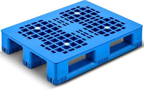 Plastic Pallet 32 x 24 x 6 Inch Blue Polyethylene Pallet Breathable Grid Lightweight Storage Pad for Wet Basement Floor Storage Outside Supermarket Garage (Static Load 3 Tons Style) in Kuwait