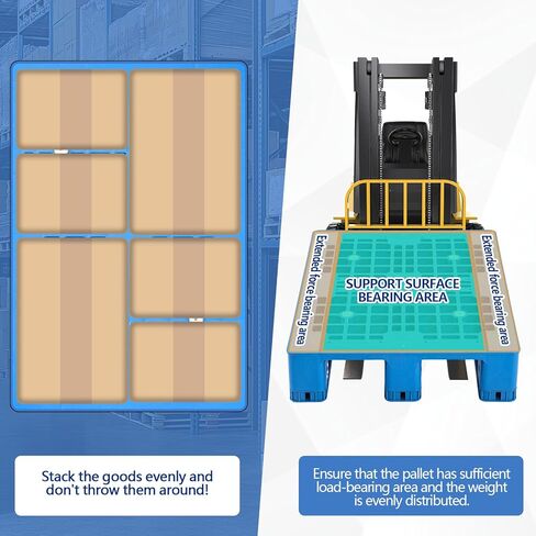 Plastic Pallet 32 x 24 x 6 Inch Blue Polyethylene Pallet Breathable Grid Lightweight Storage Pad for Wet Basement Floor Storage Outside Supermarket Garage (Static Load 3 Tons Style) in Kuwait