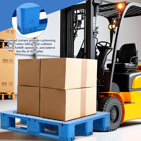 Plastic Pallet 32 x 24 x 6 Inch Blue Polyethylene Pallet Breathable Grid Lightweight Storage Pad for Wet Basement Floor Storage Outside Supermarket Garage (Static Load 3 Tons Style) in Kuwait