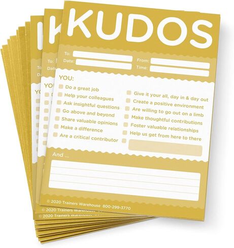 Trainers Warehouse Kudos for Values Set of 10 Note Pads, Recognize Large or Small Contributions and Inspire Continued Efforts (RED) in Kuwait