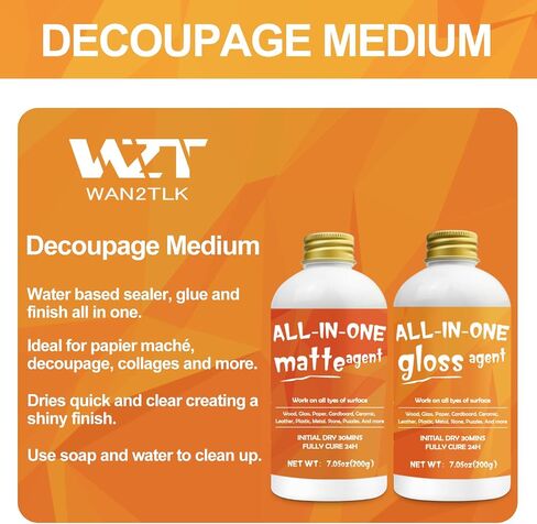 Sealer, Decoupage Glue & Gloss Finish, All-in-One Clear Craft Glue, Perfect for Indoor and Outdoor DIY Crafts and Art Projects, with Quick Dry & Cure Time (Gloss) in Kuwait