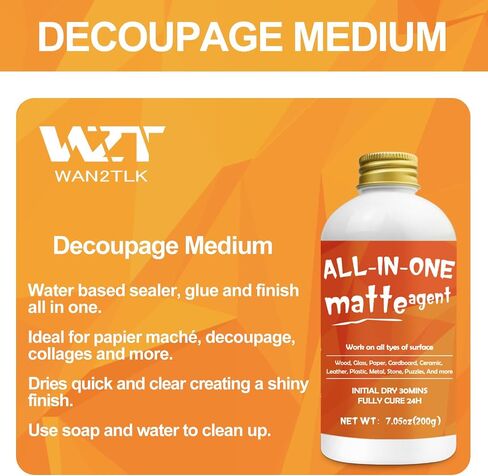 Sealer, Decoupage Glue & Gloss Finish, All-in-One Clear Craft Glue, Perfect for Indoor and Outdoor DIY Crafts and Art Projects, with Quick Dry & Cure Time (Gloss) in Kuwait