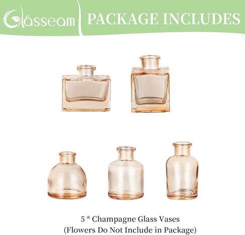 مزهرية برعم زجاجي أخضر من Glasseam: مزهريات صغيرة صغيرة للقطع المركزية مزهرية زهرة لطيفة مجموعة من 5 مزهريات صغيرة للزهور المزهريات المركزية المزخرفة لديكور الطاولة وحفلات الزفاف وتزيين غرفة الطعام in Kuwait