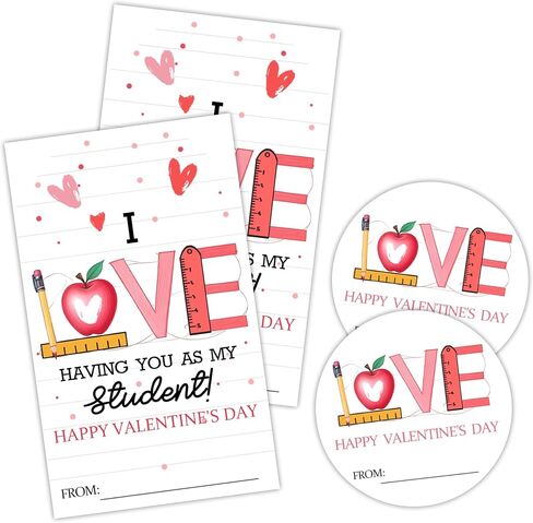 40 PCS Day Valentine Round & Rectangle Stickers - Happy Valentine's Day - Heart Gift Tags Classhipes Decoration with اثنين in Saudi Arabia
