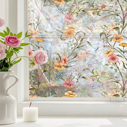 Stained Glass Window Privacy Film Non Adhesive Static Clings,Removable Decorative Window Window Sticke Tinting Film,Sun Blocking and Heat Control for Bathroom Door for Home in Kuwait