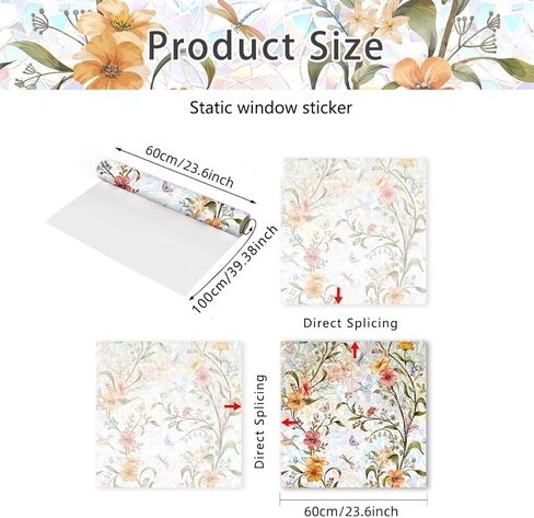 Stained Glass Window Privacy Film Non Adhesive Static Clings,Removable Decorative Window Window Sticke Tinting Film,Sun Blocking and Heat Control for Bathroom Door for Home in Kuwait