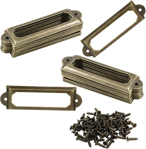 Bivethoi 40 Pcs Metal Label Holders, Black Antique Card Frame Office Library File Drawer Cabinet Card Tag Label Holder（60 * 18 mm） in Kuwait