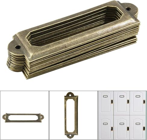 Bivethoi 40 Pcs Metal Label Holders, Black Antique Card Frame Office Library File Drawer Cabinet Card Tag Label Holder（60 * 18 mm） in Kuwait
