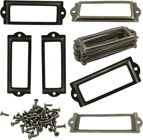 Bivethoi 40 Pcs Metal Label Holders, Black Antique Card Frame Office Library File Drawer Cabinet Card Tag Label Holder（60 * 18 mm） in Kuwait