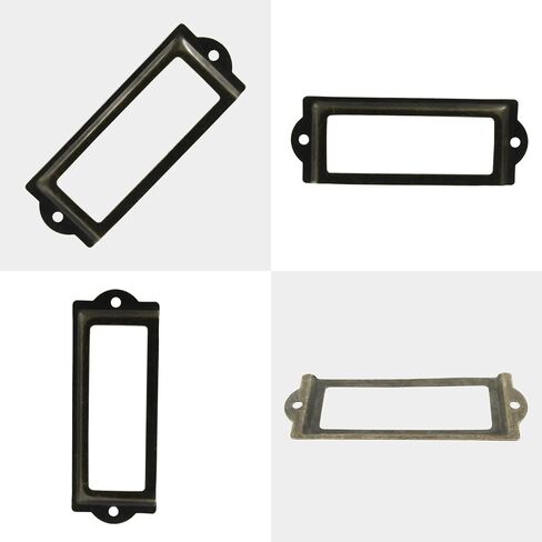 Bivethoi 40 Pcs Metal Label Holders, Black Antique Card Frame Office Library File Drawer Cabinet Card Tag Label Holder（60 * 18 mm） in Kuwait