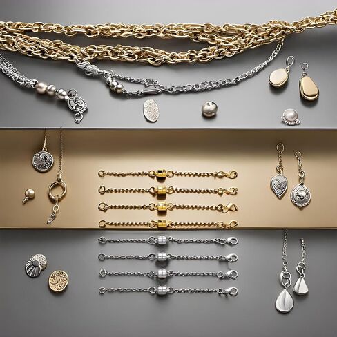 Magnetic Necklace Clasps and Closures with Extenders, Gold and Silver, Set of 8/10 (10silver) in Kuwait