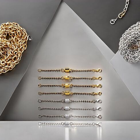 Magnetic Necklace Clasps and Closures with Extenders, Gold and Silver, Set of 8/10 (10silver) in Kuwait