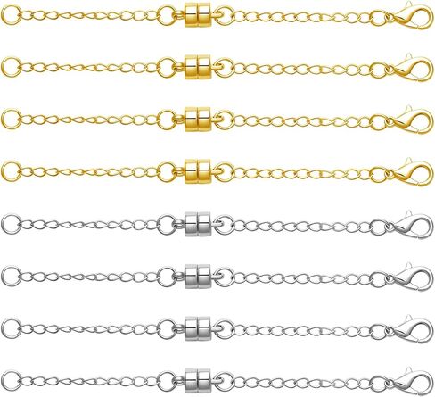 Magnetic Necklace Clasps and Closures with Extenders, Gold and Silver, Set of 8/10 (10silver) in Kuwait