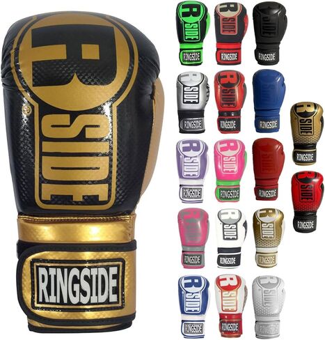 Ringside Apex Bag Gloves, IMF-Tech Boxing Gloves with Secure Wrist Support, Synthetic Boxing Gloves for Men and Women, White and Gold, S/M in Saudi Arabia