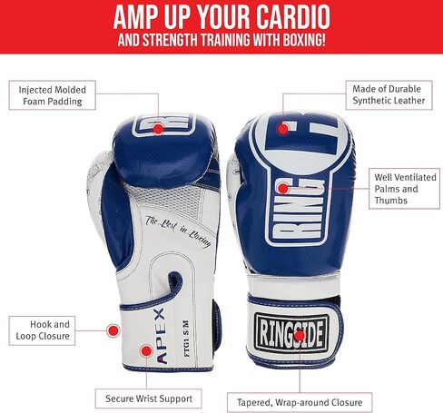 Ringside Apex Bag Gloves, IMF-Tech Boxing Gloves with Secure Wrist Support, Synthetic Boxing Gloves for Men and Women, White and Gold, S/M in Saudi Arabia