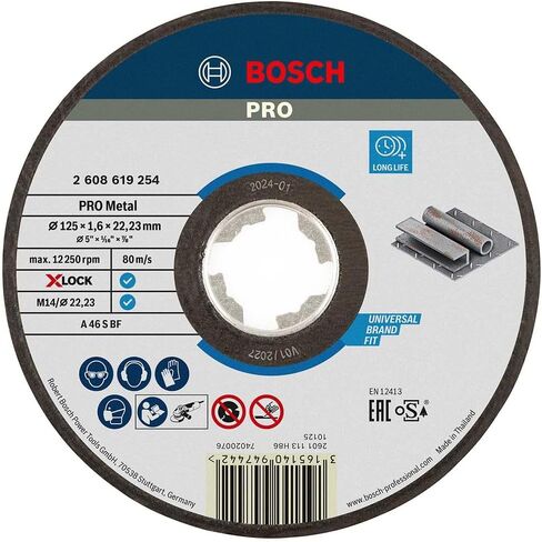Bosch Professional Straight Cutting Disc Expert (for Metal, X-LOCK, Diameter 115 mm, Bore Diameter: 22.23 mm, Thickness: 1.6 mm) in Saudi Arabia