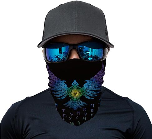 ENLACHIC 3D Viking Totem Print Balaclava Bandana Neck Gaiter Scarf Headband for Womens Mens in Saudi Arabia