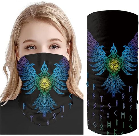ENLACHIC 3D Viking Totem Print Balaclava Bandana Neck Gaiter Scarf Headband for Womens Mens in Saudi Arabia