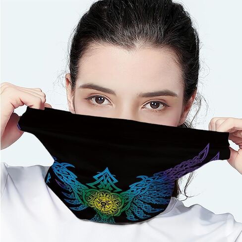 ENLACHIC 3D Viking Totem Print Balaclava Bandana Neck Gaiter Scarf Headband for Womens Mens in Saudi Arabia