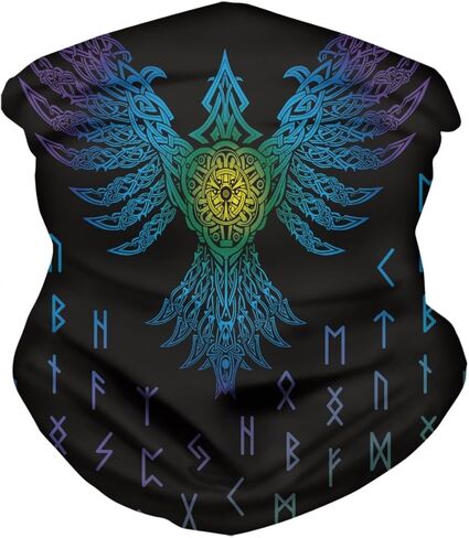 ENLACHIC 3D Viking Totem Print Balaclava Bandana Neck Gaiter Scarf Headband for Womens Mens in Saudi Arabia