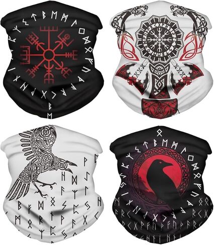 ENLACHIC 3D Viking Totem Print Balaclava Bandana Neck Gaiter Scarf Headband for Womens Mens in Saudi Arabia