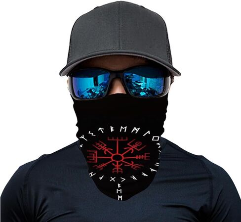 ENLACHIC 3D Viking Totem Print Balaclava Bandana Neck Gaiter Scarf Headband for Womens Mens in Saudi Arabia