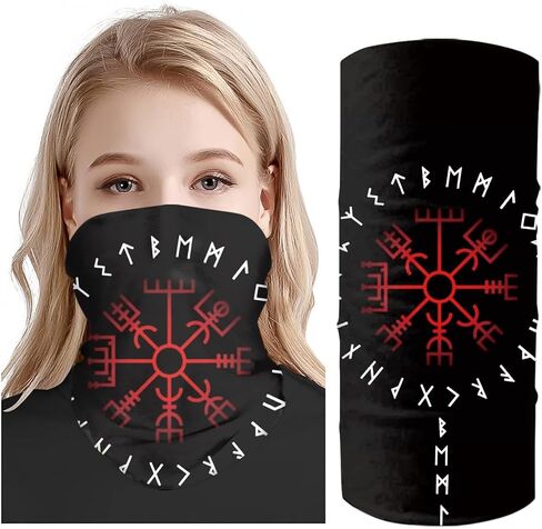 ENLACHIC 3D Viking Totem Print Balaclava Bandana Neck Gaiter Scarf Headband for Womens Mens in Saudi Arabia