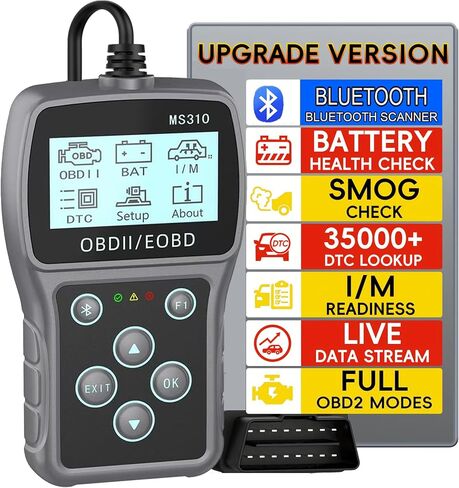 OBD2 Scanner Battery Life Diagnostic Tool and Check Engine Fault Code Reader, Smog Check, Reset I/M Readiness, Live Data Stream and Cloud Print for All OBDII/EOBD+CAN Car/Vehicles After 1996 in Saudi Arabia