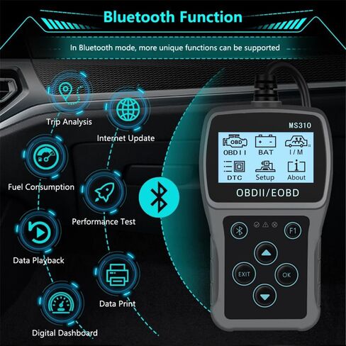 OBD2 Scanner Battery Life Diagnostic Tool and Check Engine Fault Code Reader, Smog Check, Reset I/M Readiness, Live Data Stream and Cloud Print for All OBDII/EOBD+CAN Car/Vehicles After 1996 in Saudi Arabia