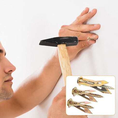 80pcs Heavy Duty Wall Anchors, Metal Self-Drilling Anchors and Screws, Dry Wall Screw Anchors Kits, No Drill or Holes in Wall (40 Pcs 0.47 x 1.56 inch Steel Anchors, 40 Pcs Zinc Screws) in Kuwait