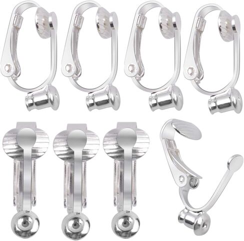 20 Pieces (10 Pairs) Stainless Steel Clip-on Earrings Converter Components with Post for Non-Pierced Ears DIY Earring - Turn Posts Into Clip-Ons in Kuwait