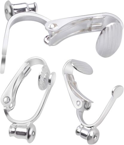 20 Pieces (10 Pairs) Stainless Steel Clip-on Earrings Converter Components with Post for Non-Pierced Ears DIY Earring - Turn Posts Into Clip-Ons in Kuwait