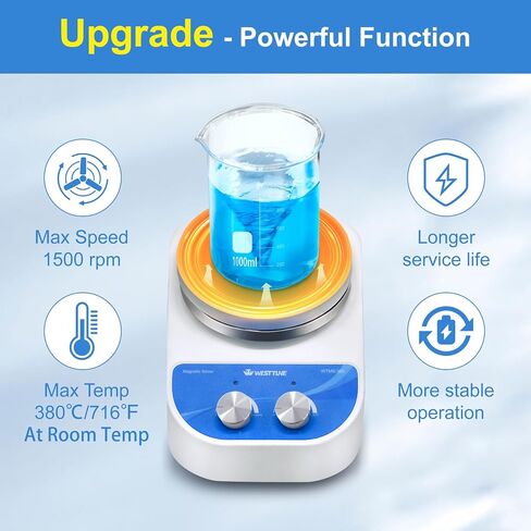 Magnetic Stirrer Hot Plate Max 716℉/380℃, 3000mL Stirring Capacity Magnetic Stirrer with Heat, Magnetic Stirrer with 5.5 Inch Magnetic Stir Plate & 1500 RPM Magnetic Stirrer Hot Plate Mixer in Saudi Arabia