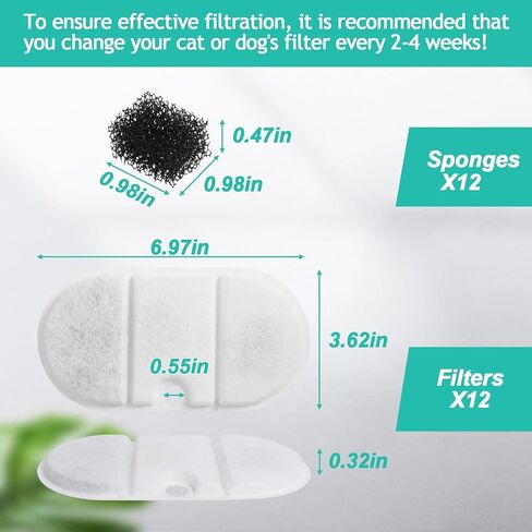 مرشحات استبدال نافورة ماء Cat متوافق مع Petlibro PLWF002-71oz/2.1L Capsule Pet Fountain ، مرشح استبدال موزع الكلاب مع الإسفنج in Kuwait