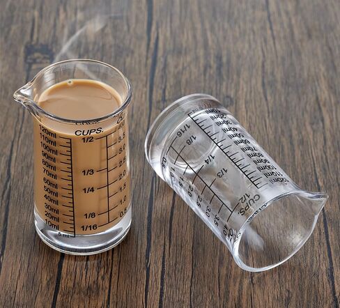 Shot Glass Measuring Cup 4 Ounce/120ML Liquid Heavy High Espresso Glass Cup Red Line，V-Shaped Spout in Saudi Arabia