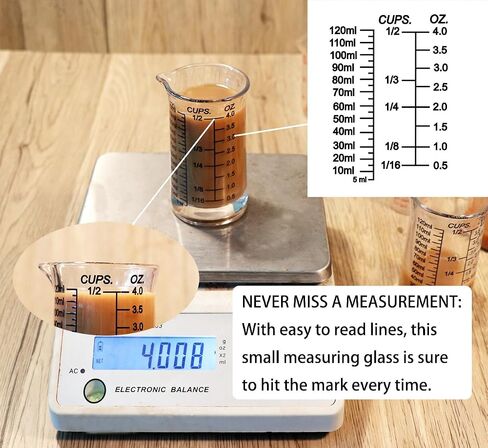 Shot Glass Measuring Cup 4 Ounce/120ML Liquid Heavy High Espresso Glass Cup Red Line，V-Shaped Spout in Saudi Arabia