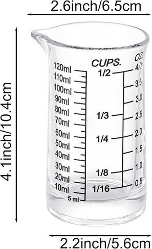 Shot Glass Measuring Cup 4 Ounce/120ML Liquid Heavy High Espresso Glass Cup Red Line，V-Shaped Spout in Saudi Arabia
