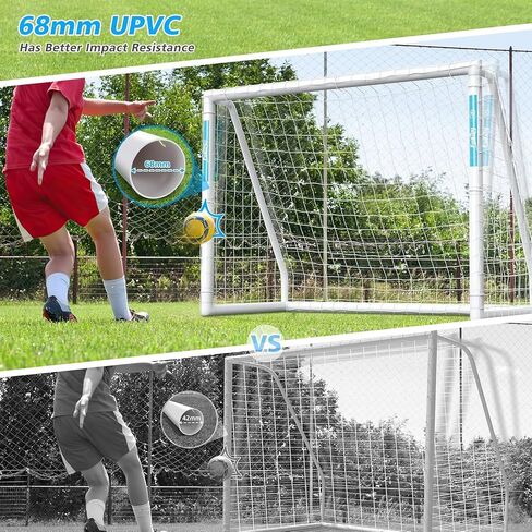 Soccer Goal, 12×6FT/10×6.5FT/8x6FT Soccer Goal for Backyard, Weatherproof UPVC with Soccer Training and 2 Sets of Soccer Nets, Soccer Goal for Youth and Adults Practice Training in Saudi Arabia