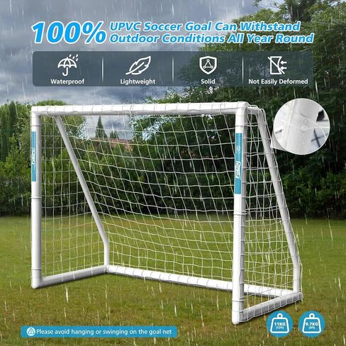 Soccer Goal, 12×6FT/10×6.5FT/8x6FT Soccer Goal for Backyard, Weatherproof UPVC with Soccer Training and 2 Sets of Soccer Nets, Soccer Goal for Youth and Adults Practice Training in Saudi Arabia