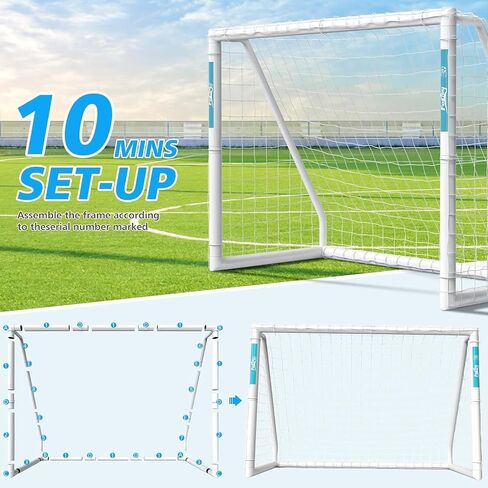 Soccer Goal, 12×6FT/10×6.5FT/8x6FT Soccer Goal for Backyard, Weatherproof UPVC with Soccer Training and 2 Sets of Soccer Nets, Soccer Goal for Youth and Adults Practice Training in Saudi Arabia