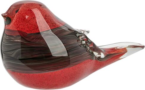 Torre & Tagus Glass Bird Decor Bird Figurine Paper Weight - Handmade Blown Glass Decor Ornament Animal Sculpture, Weighted Small Desk Figurines & Table Decor for Home, 6x3x4, Blue/Red Bird in Kuwait