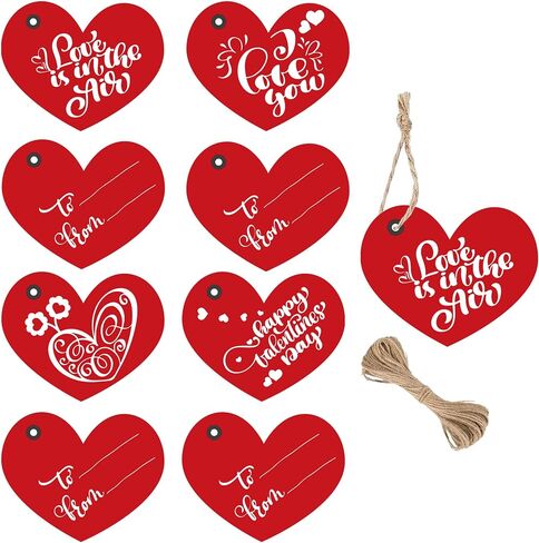 2 x 3.5 Inch Happy Valentine's Day Gift Tags with String Sweet Themed Thank You Gift Tags - Valentine' Day Thank You Tag for Valentine's Day Party Favors 48 Pack in Kuwait