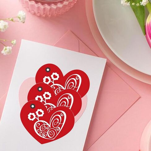 2 x 3.5 Inch Happy Valentine's Day Gift Tags with String Sweet Themed Thank You Gift Tags - Valentine' Day Thank You Tag for Valentine's Day Party Favors 48 Pack in Kuwait