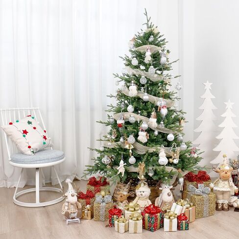 Christmas Ball Ornaments Set, 34PCS Clear Plastic Shatterproof Christmas Ornaments for Xmas Tree Hanging Decorations, for Indoor Home Thanksgiving Party Decor - Champagne/White. in Saudi Arabia